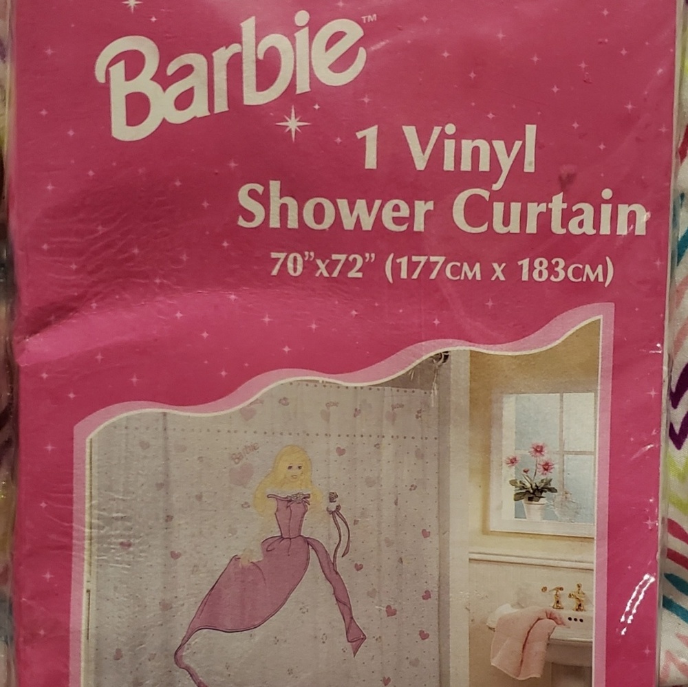 NBO 1997 Barbie Vinyl Shower Curtain New